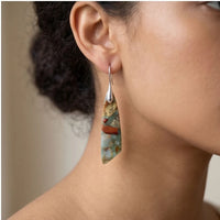 Model wearing Charmmmmmmmmm - Vintage Natural Stone Earrings Charmmmmmmmmm - Vintage Natural Stone Earrings close-up - 3