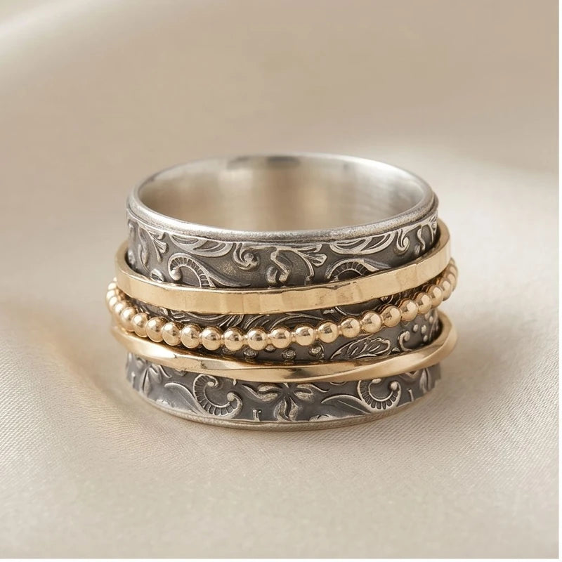 6 Celestine Vintage Gold & Silver Antique Ring product photo