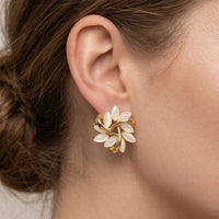 Model wearing Rose Sonja Luxe White Opal Earrings close-up - 3