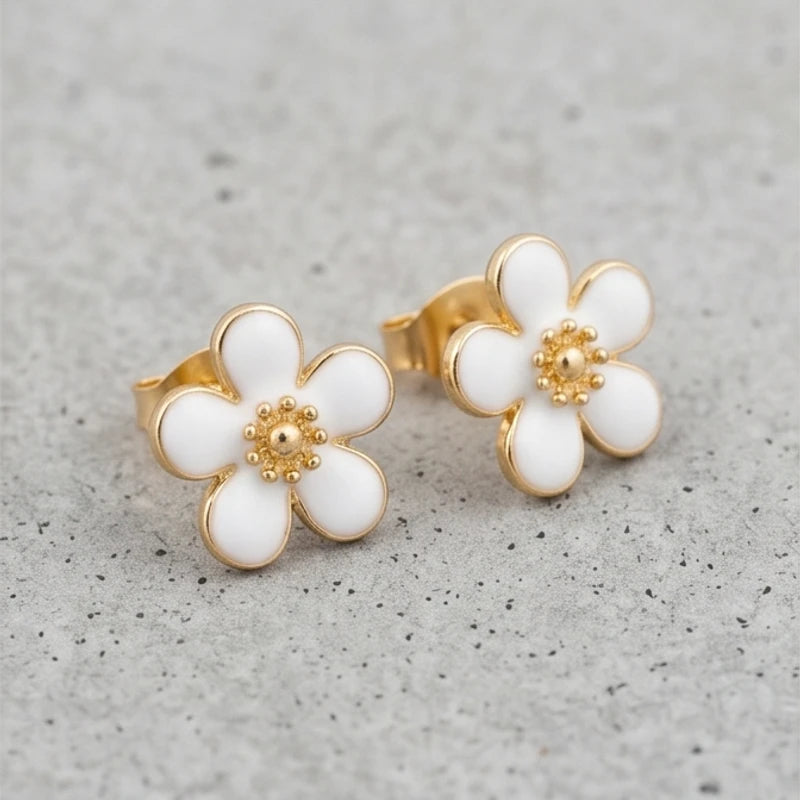 Enamel Flower Stud Earrings - variation 8