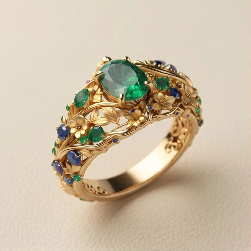 Verdana Emerald Gemstone Gold Ring Verdana Emerald Gemstone Gold Ring product photo