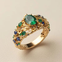 Verdana Emerald Gemstone Gold Ring Verdana Emerald Gemstone Gold Ring product photo