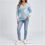 Model wearing Light Blue knit sweater in a studio - 2