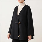 Model wearing Black coat in a studio - 2