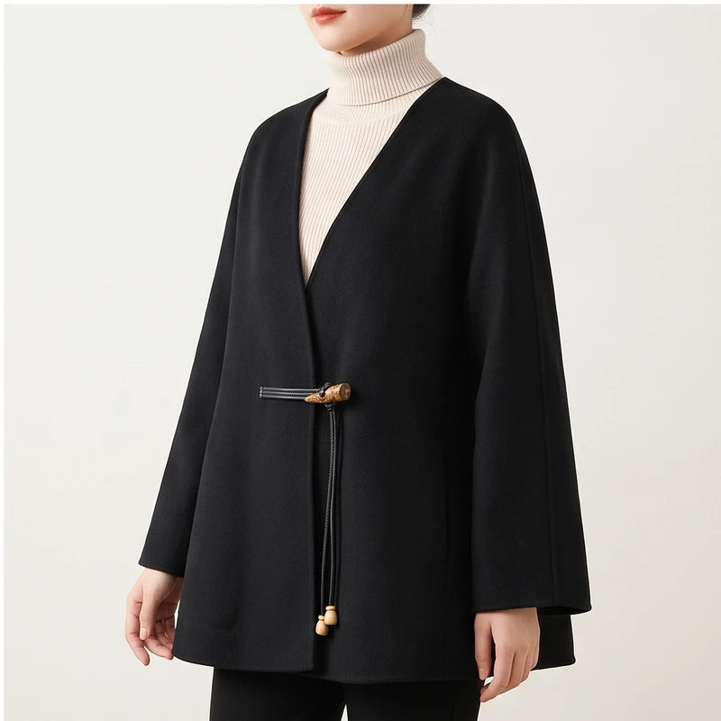 Model wearing Black coat in a studio - 2
