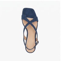 Blue suede sandals on a white background - 3