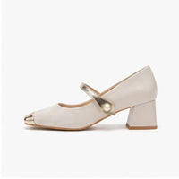 Ivory leather heels on a white background - 2