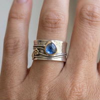 Model wearing 6 Bree - Bohemian Gemstone Meditation Ring close-up - 2
