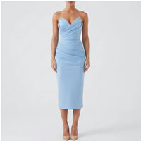 Model wearing Blue dress in a studio - 2