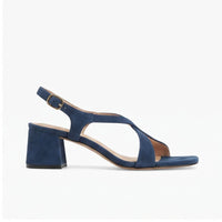 Blue suede sandals on a white background - 2