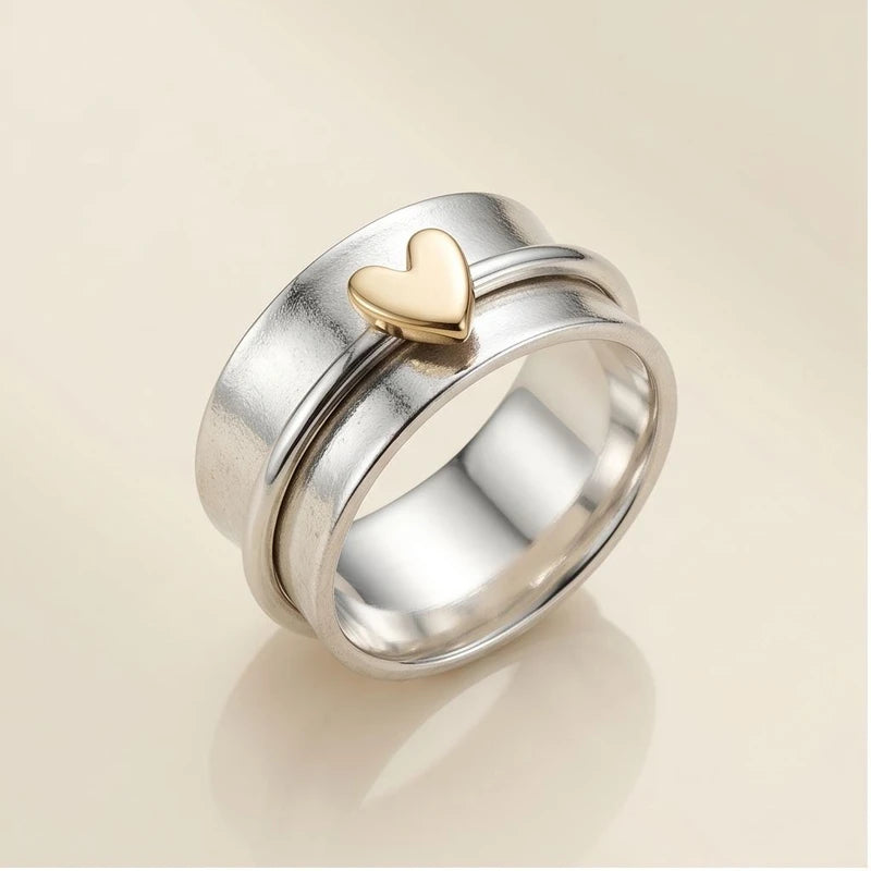 6 Solstice Sterling Silver Golden Heart Ring product photo