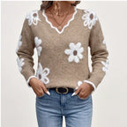 Model wearing Khaki knit sweater in a studio - 2