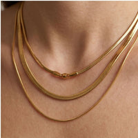 Model wearing Gold Multi-Layered Necklace Gold Multi-Layered Necklace close-up - 3