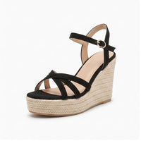 Black sandals on a white background