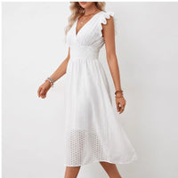 Model wearing White dress in a studio - 2