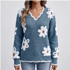 Model wearing Ocean Blue knit sweater in a studio - 2
