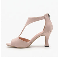 Pink suede heels on a white background - 2