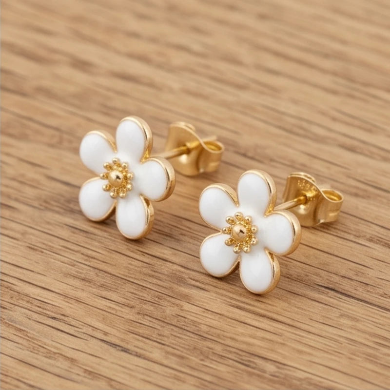 Enamel Flower Stud Earrings - variation 3