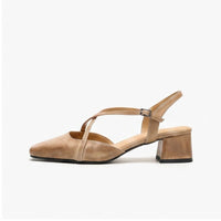 apricot leather sandals on a white background - 2