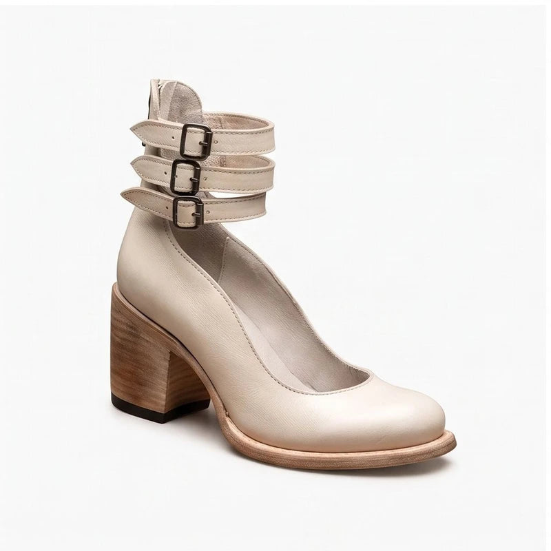 Cream leather boots on a white background - 2