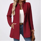 Model wearing Red jacket in a studio