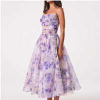 Model wearing Purple dress in a studio - 2
