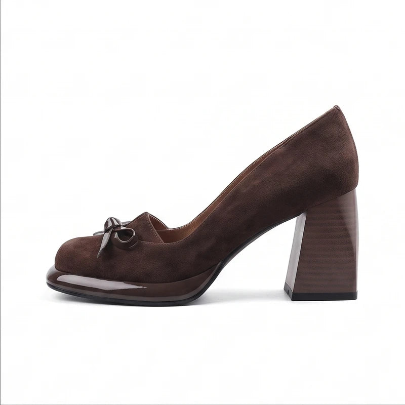 Brown suede heel on a white background - 2