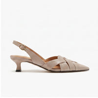 Beige leather heels on a white background - 2