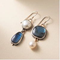 Celeste Vintage Blue Gem & Pearl Drop Earrings Celeste Vintage Blue Gem & Pearl Drop Earrings product photo