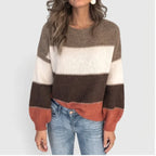Model wearing Orange pullover in a studio
