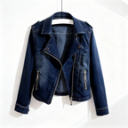 Westlyn Cropped Denim Moto Jacket