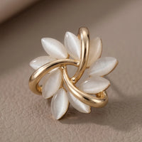 Model wearing White Sonja Luxe White Opal Earrings close-up - 2