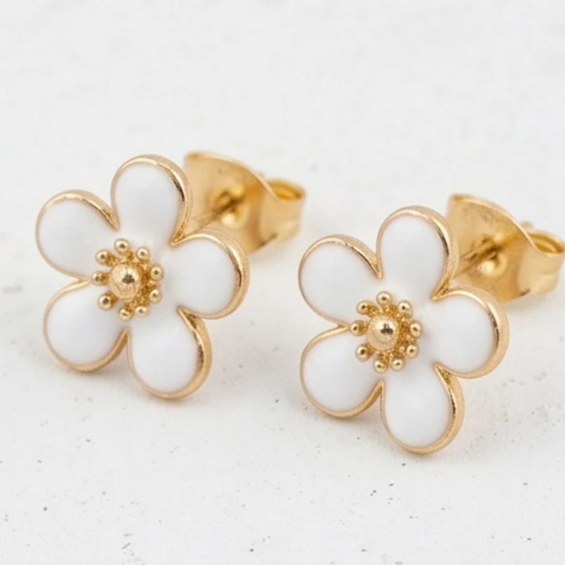 Enamel Flower Stud Earrings - variation 6