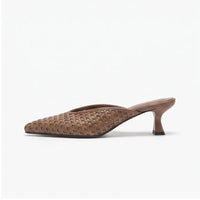 Brown leather mules on a white background - 2