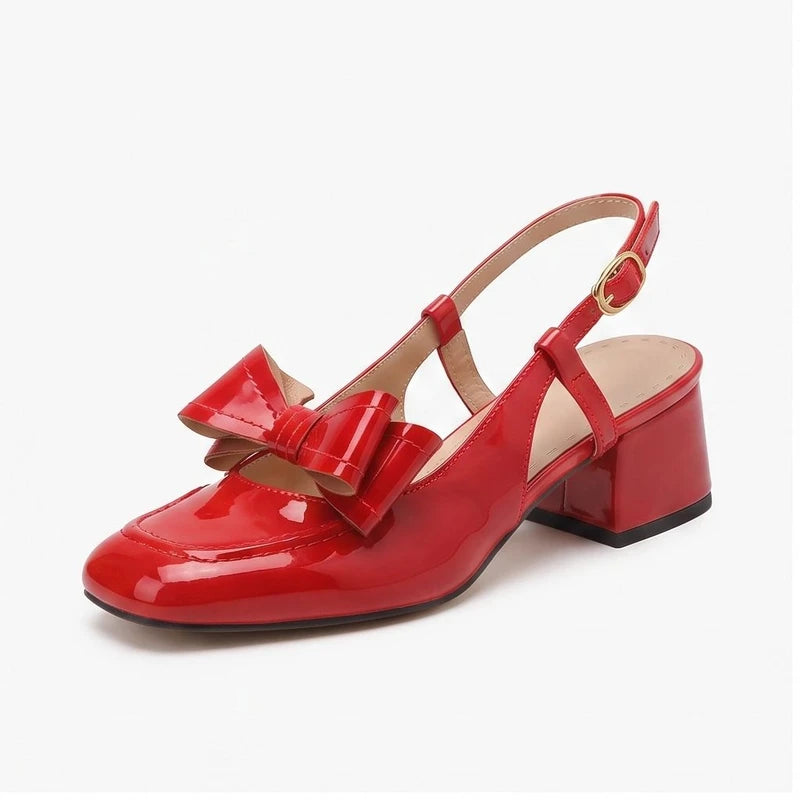 Red pumps on a white background