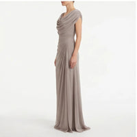 Model wearing Taupe dress in a studio - 2