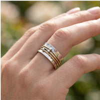 Model wearing 6 Aerin Two-Tone Vintage Sterling Silver Ring close-up - 2