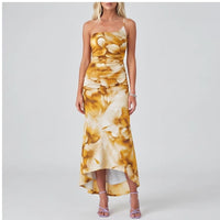 Model wearing Gold dress in a studio - 2