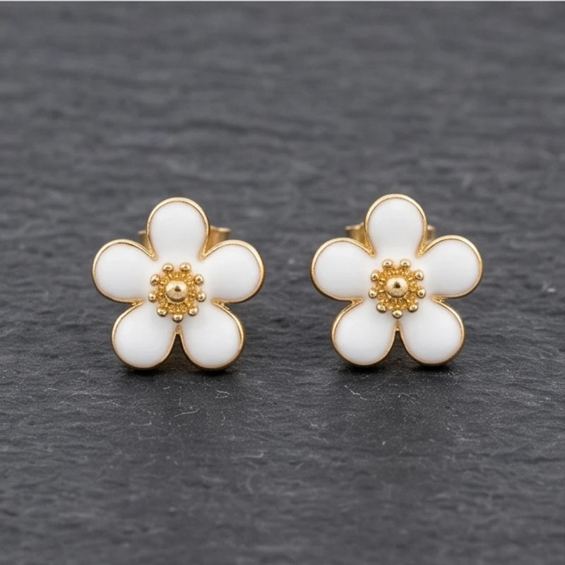 Enamel Flower Stud Earrings - variation 7