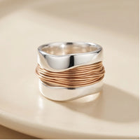 6 Fortuna Genuine Sterling Silver Ring with Rose Gold Wrap product photo