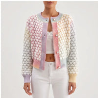 Model wearing S knit cardigan in a studio - 3