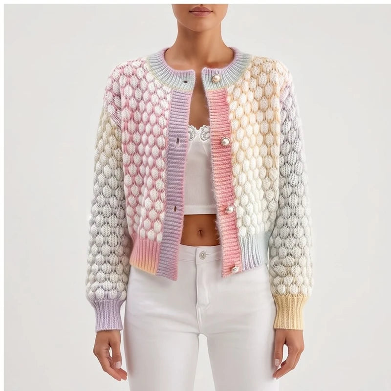 Model wearing S knit cardigan in a studio - 3