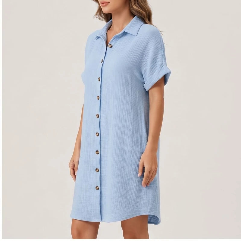 Model wearing Blue shirt in a studio - 2