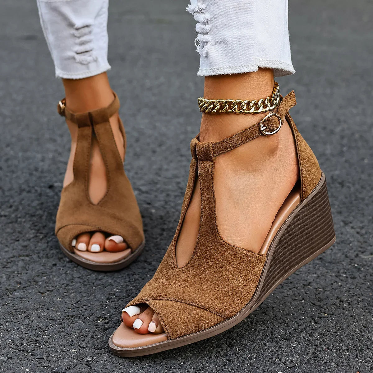 Riviera Women's Suede Wedge Sandals