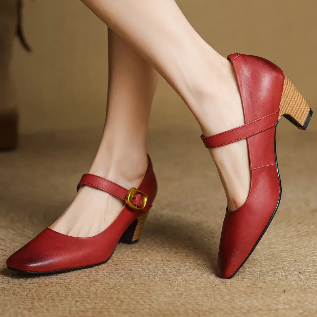 Brynn Women's Genuine Leather Mary Jane Heels