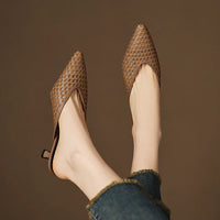 Cordova Women's Woven Leather Kitten Heel Mules