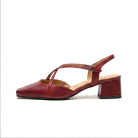 wine red leather sandals on a white background - 2