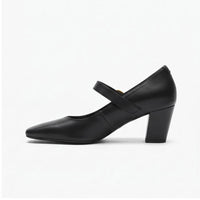 Black leather heels on a white background - 2