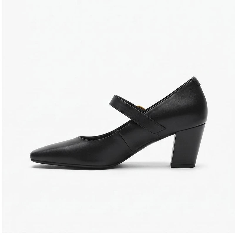 Black leather heels on a white background - 2
