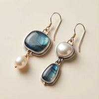 Larimar Pearl Drop Blue Stone Earrings Larimar Pearl Drop Blue Stone Earrings product photo